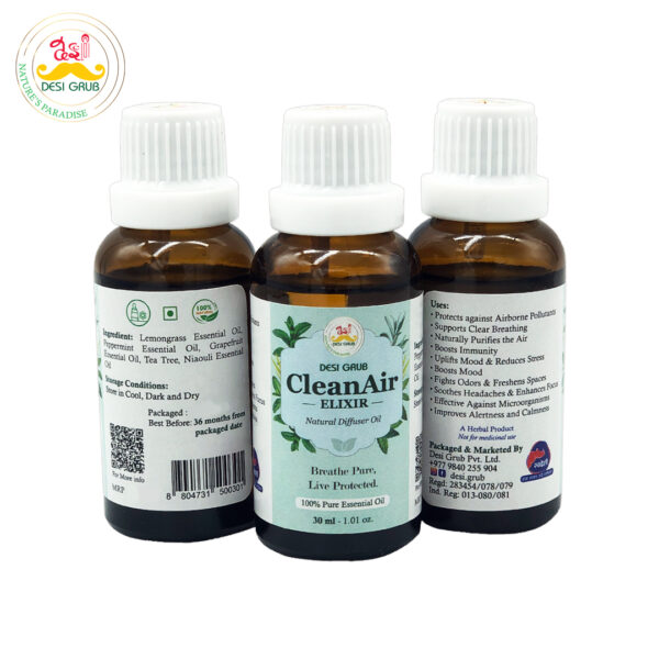Desi Grub CleanAir Elixir 30ml – Natural Essential Oil Blend for Air Purification, Breathing & Focus - Image 7