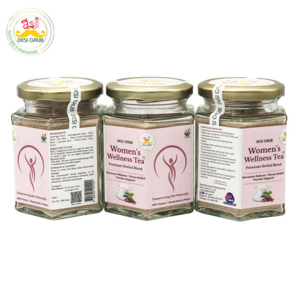 Desi Grub Women’s Wellness Herbal Tea 100g – Hormone Balance, PCOS & PMS Support, Stress Relief, Uterine Health