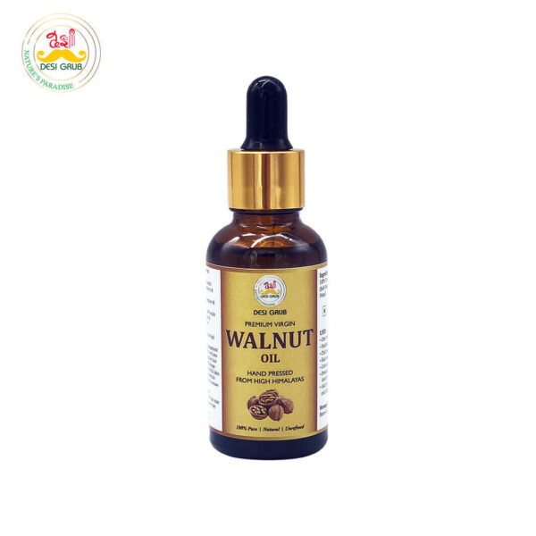 Desi Grub Pure Walnut Oil 30ml | Hand Pressed Himalayan | Supports Heart Health, Glowing Skin & Strong Hair