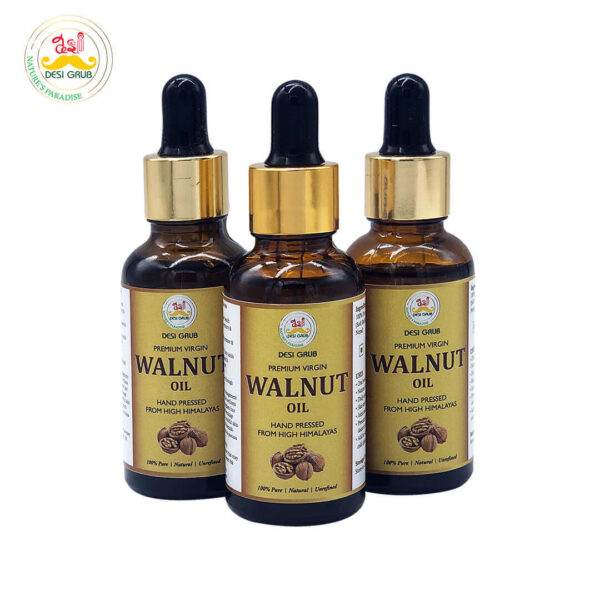 Desi Grub Pure Walnut Oil 30ml | Hand Pressed Himalayan | Supports Heart Health, Glowing Skin & Strong Hair