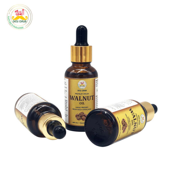 Desi Grub Pure Walnut Oil 30ml | Hand Pressed Himalayan | Supports Heart Health, Glowing Skin & Strong Hair