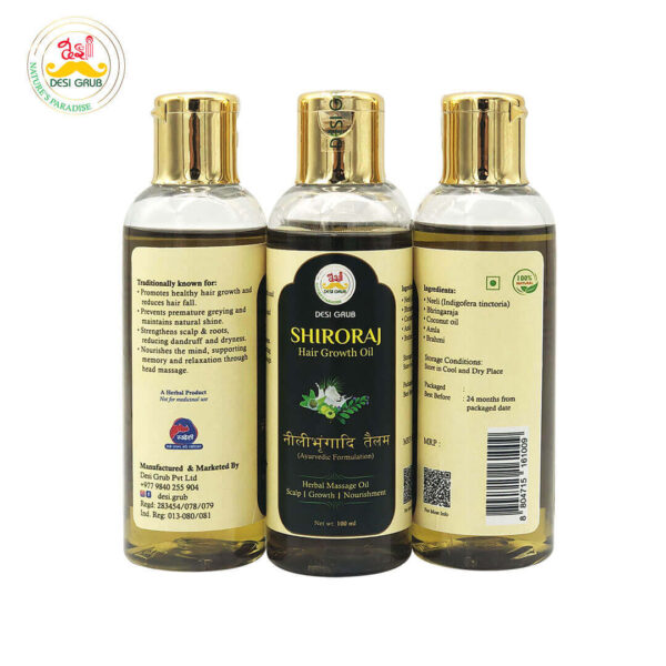 Desi Grub Shiroraj – Herbal Hair Growth Oil 100ml| Neelibhringadi Thailam