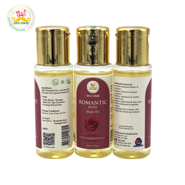 Desi Grub Romantic Rose Body Oil 30ml – Serenity, Radiance, Romance