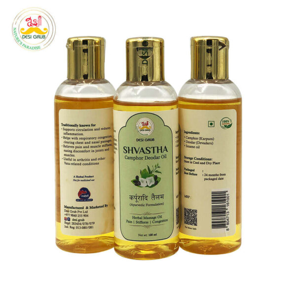 Desi Grub Shvastha Camphor Deodar Relief Oil | Karpuradi Tailam