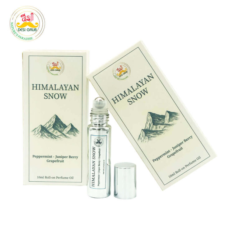 Desi Grub Himalayan Snow Perfume Roll-On 10ml – Peppermint, Juniper Berry, Grapefruit
