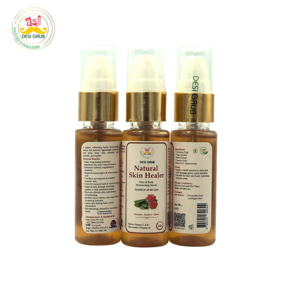 Desi Grub Natural Skin Healer 30ml - Face and Body Moisturising Serum Aloe Vera • Rose Extract • Glycerin • Lemon
