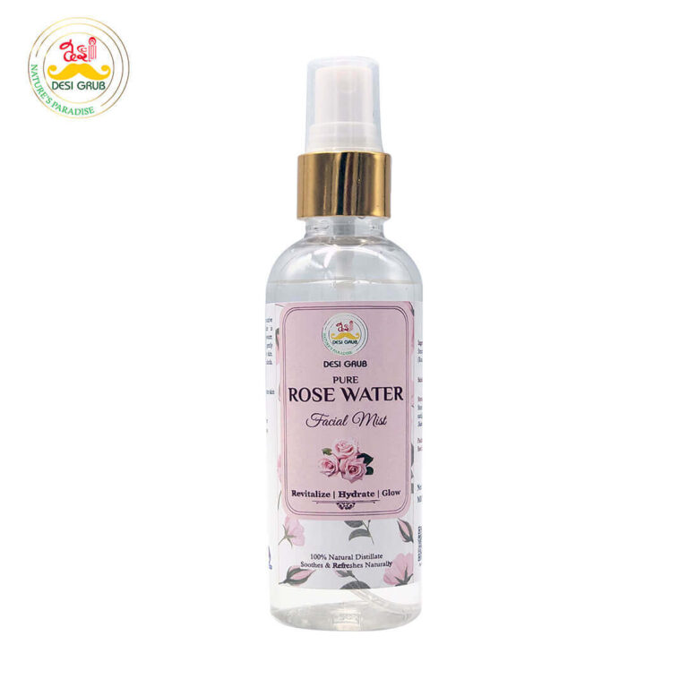 Desi Grub Rosewater 100 ml | 100% Natural Steam-Distilled, Hydrating & Soothing Facial Mist & Toner