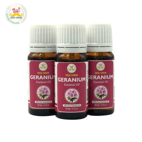 Desi Grub Geranium Essential Oil 10ml – Pure Floral Oil for Skin Balance, Mood & Aromatherapy