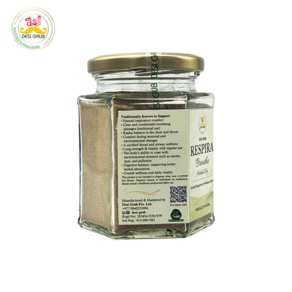 Desi Grub Respira Breathe Herbal Sip 100g | Ayurvedic Herbal Tea for Respiratory & Lung Support | Tulsi, Licorice, Kantakari & Peepali Blend