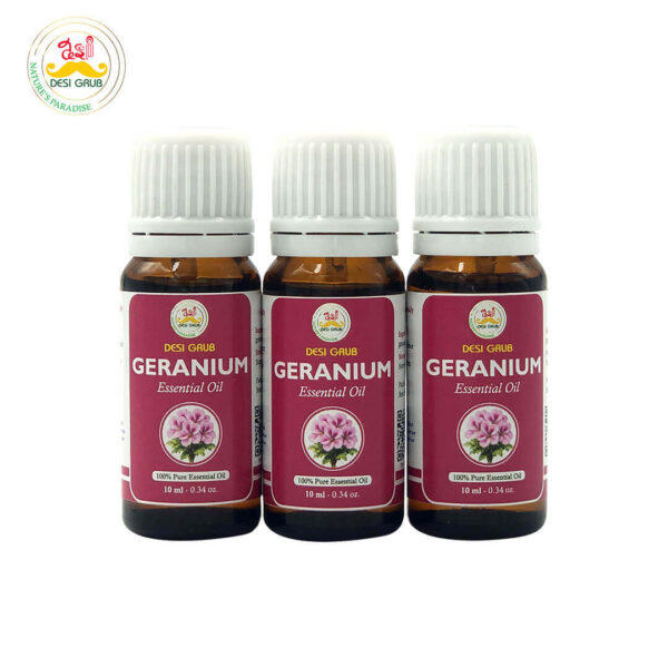 Desi Grub Geranium Essential Oil 10ml – Pure Floral Oil for Skin Balance, Mood & Aromatherapy
