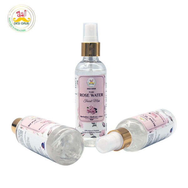 Desi Grub Rosewater 100 ml | 100% Natural Steam-Distilled, Hydrating & Soothing Facial Mist & Toner