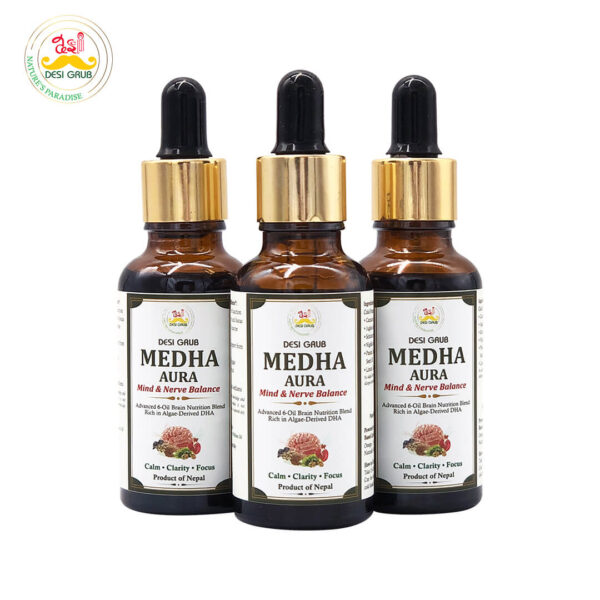 Desi Grub Medha Aura 30ml | Brain Health Oil – Memory & Focus Support with Omega & DHA