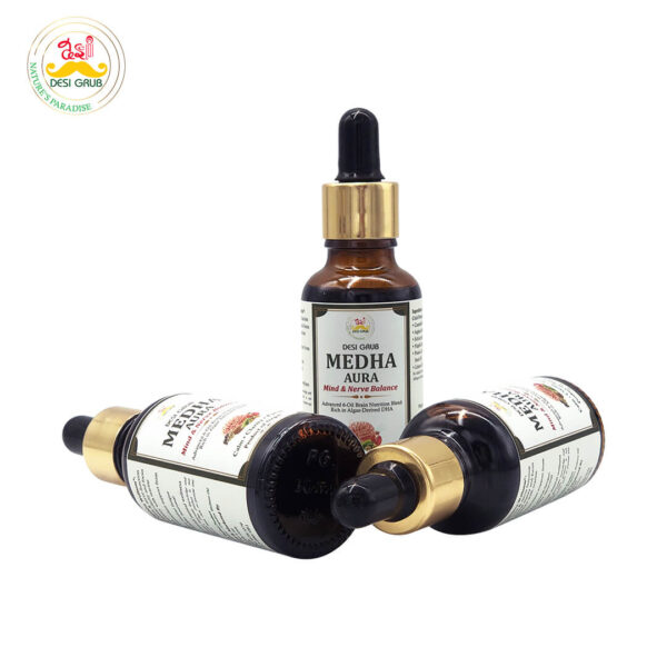 Desi Grub Medha Aura 30ml | Brain Health Oil – Memory & Focus Support with Omega & DHA