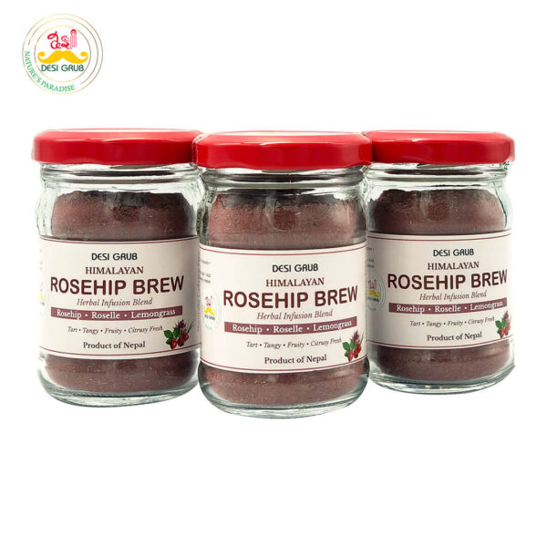 Desi Grub Himalayan Rosehip Brew 50g – Herbal Tea with Roselle & Lemongrass | Antioxidant & Skin Glow