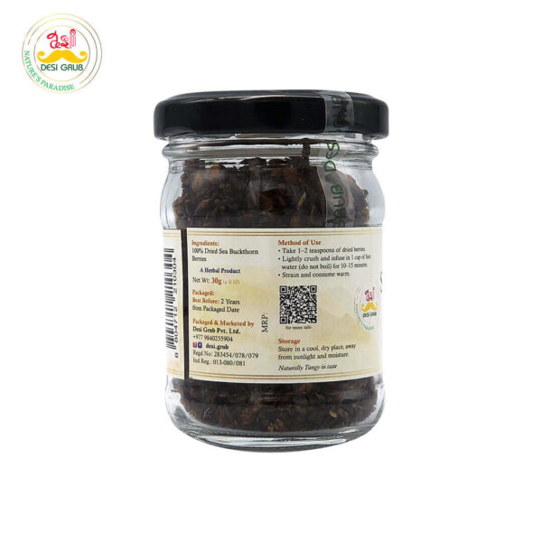 Desi Grub Sea Buckthorn Dried Berries 30g – Himalayan Superfood | Vitamin C & Omega 3, 6, 7, 9 | Boosts Immunity, Skin Glow & Heart Health