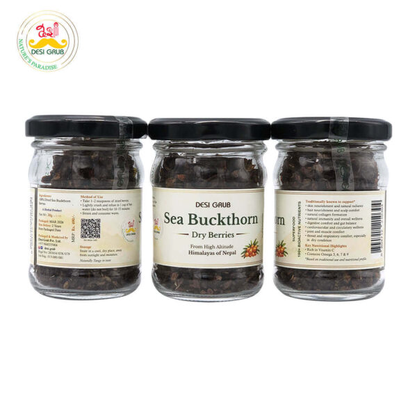 Desi Grub Sea Buckthorn Dried Berries 30g – Himalayan Superfood | Vitamin C & Omega 3, 6, 7, 9 | Boosts Immunity, Skin Glow & Heart Health