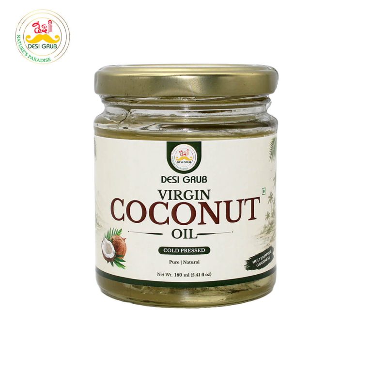 Desi Grub Virgin Coconut Oil 160ml | Pure Cold-Pressed | Naturally Rich in Lauric Acid | Hair, Skin & Culinary Use